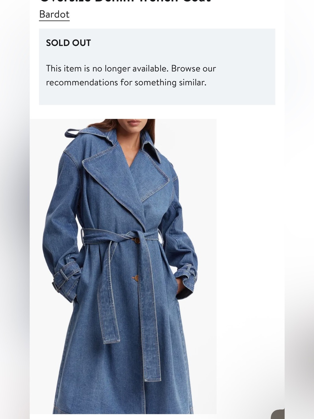 Bardot denim trench coat